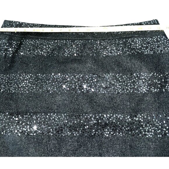 Ann Taylor Loft Womens Black Sequin-Striped Skirt Size 14 - Picture 5 of 6